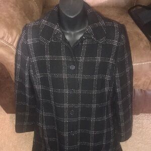 Ann Taylor Loft plaid wool button down jacket with pockets size 10